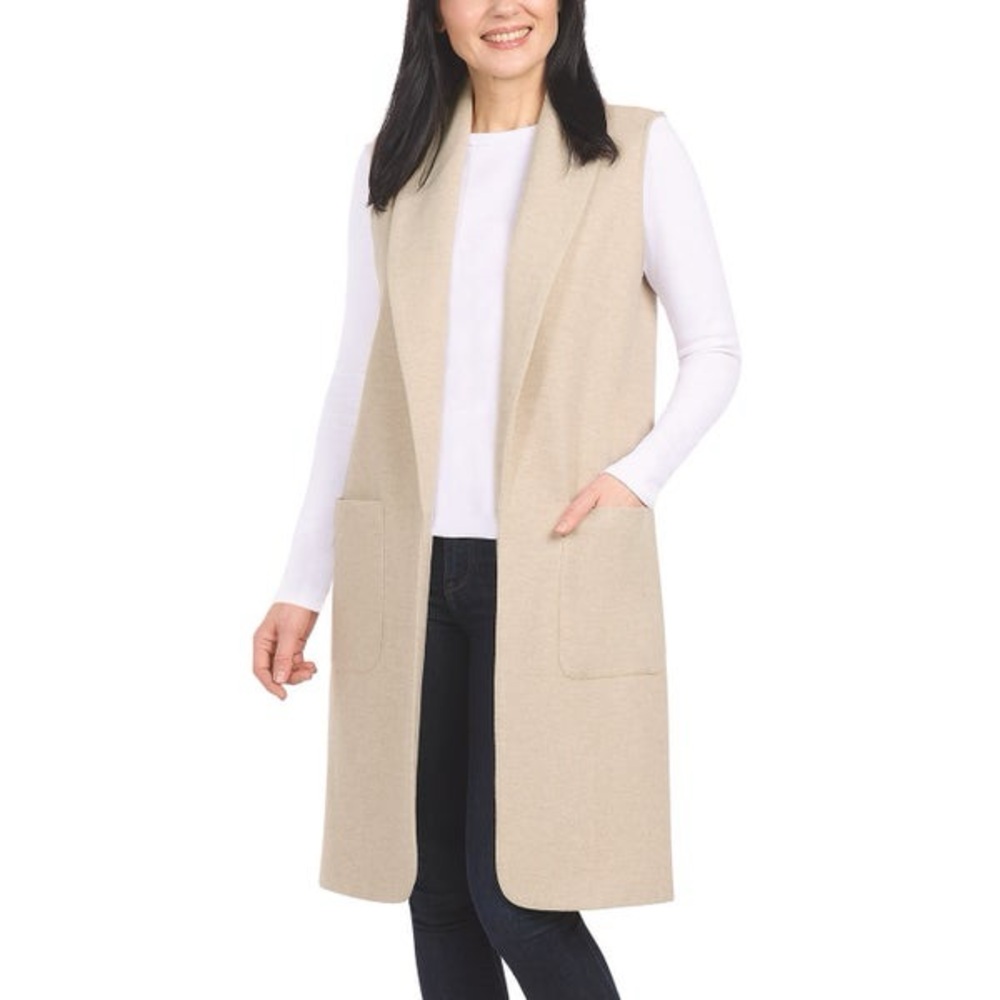NWT Hilary Radley Ladies' Faux Wool Vest Beige Size M